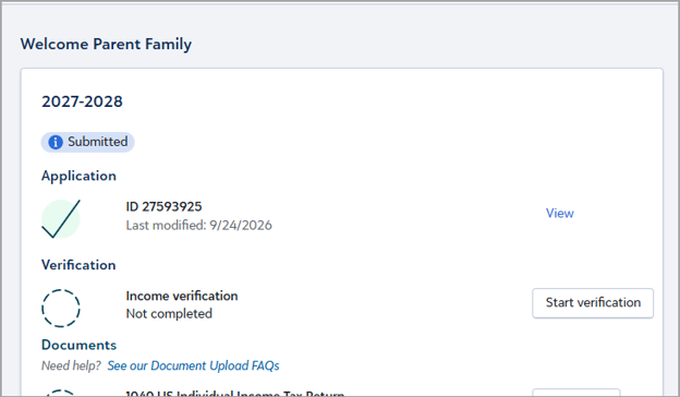 IRS Integration Verification Screen